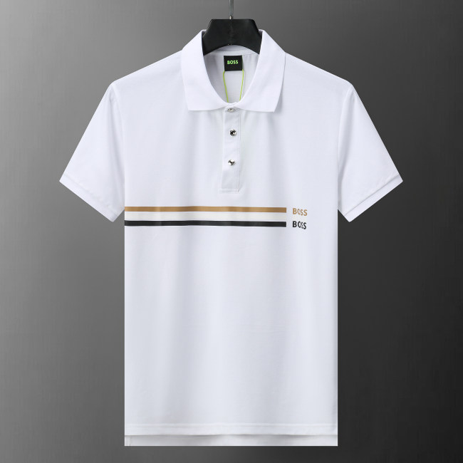 Men's Summer New Simple Printed Logo Casual Short Sleeve Polo Shirt White KK-30027