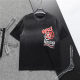 Men's Summer Fashion Printed LOGO Casual Loose Washed Short Sleeve T Shirt Black