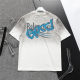 Men's Summer Fashion Printed LOGO Casual Loose Washed Short Sleeve T Shirt White