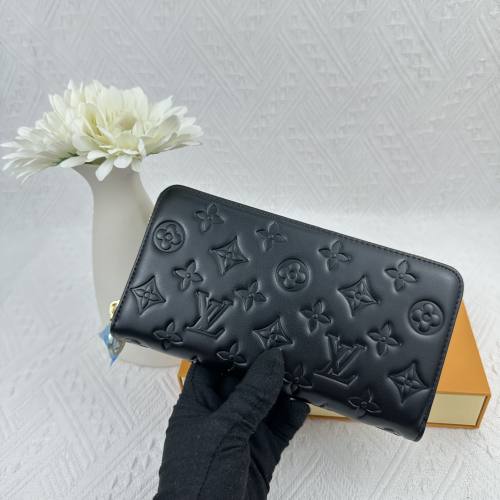 Men's New Retro Embossed Calf Leather Wallet Card Bag black M60017