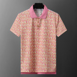 2024 Men's New Spring Summer Fashion Jacquard Casual Short-Sleeved Polo Suit Pink KK-6520