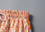 2024 Men's New Spring Summer Fashion Jacquard Casual Short-Sleeved Polo Suit Pink KK-6520