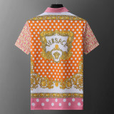 2024 Men's New Spring Summer Fashion Jacquard Casual Short-Sleeved Polo Suit Pink KK-6520