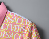2024 Men's New Spring Summer Fashion Jacquard Casual Short-Sleeved Polo Suit Pink KK-6520
