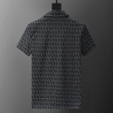 2024 Men's New Spring Summer Fashion Printing Casual Short-Sleeved Polo Suit Black KK-6535