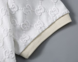 2024 Spring Summer Men's New Fashion Jacquard Logo Casual Short Sleeve Polo Shirt Shorts Set White KK-6524