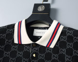 2024 Spring Summer Men's New Fashion Jacquard Logo Casual Short Sleeve Polo Shirt Shorts Set Black KK-6524