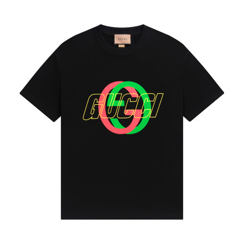 2024 Men's Summer New Simple Printed Logo Casual Loose Short Sleeve T-Shirt Black FILA-857
