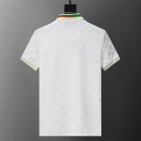 2024 Spring Summer Men's New Fashion Jacquard Logo Casual Short Sleeve Polo Shirt Shorts Set White KK-6524