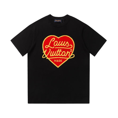 2024 Adult Spring and Autumn New Fashion Jacquard Logo Short Sleeve Sweater Black Red M22601#202490