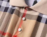 2024 Spring Summer Men's New Classic Striped Casual Short Sleeve Polo Shirt Shorts Set Light Brown KK-6521