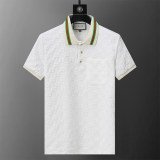 2024 Spring Summer Men's New Fashion Jacquard Logo Casual Short Sleeve Polo Shirt Shorts Set White KK-6524