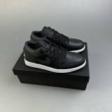 Jordan 1 Low-cut Casual Sports Sneakers Pure Black FB9907-001