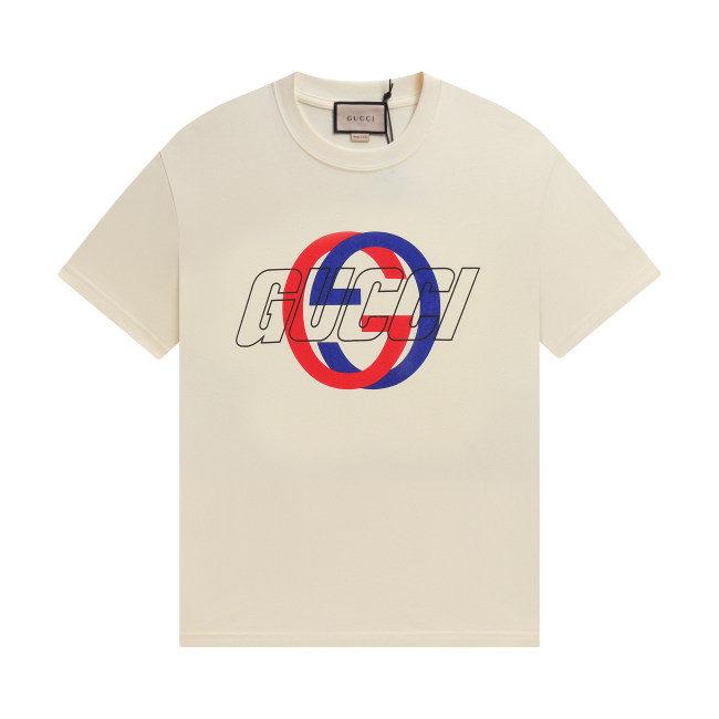2024 Men's Summer New Simple Printed Logo Casual Loose Short Sleeve T-Shirt Apricot FILA-857
