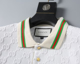 2024 Spring Summer Men's New Fashion Jacquard Logo Casual Short Sleeve Polo Shirt Shorts Set White KK-6524