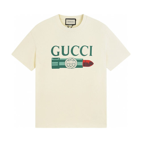 2024 Summer New Unisex Simple Print Logo Casual Loose Oversize Cotton Short Sleeve T-Shirt Apricot FILA-597