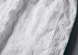 2024 Spring Summer Men's New Fashion Jacquard Logo Casual Short Sleeve Polo Shirt Shorts Set White KK-6524