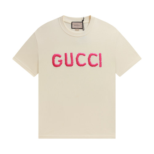 T Shirt 3D Embroidery Logo Heavyweight Top Oatmeal