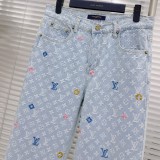 2024 Autumn Winter New Men's Fashion MONOGRAM Jeans Light Blue