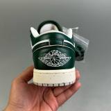 Wmns Air Jordan 1 Low Retro Casual Sports Basketball Shoes Green&White FQ7687 300