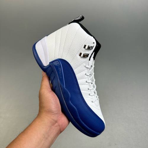 Air jordan 12 Retro High Top Sports Basketball Shoes White&Blue CT8013-140