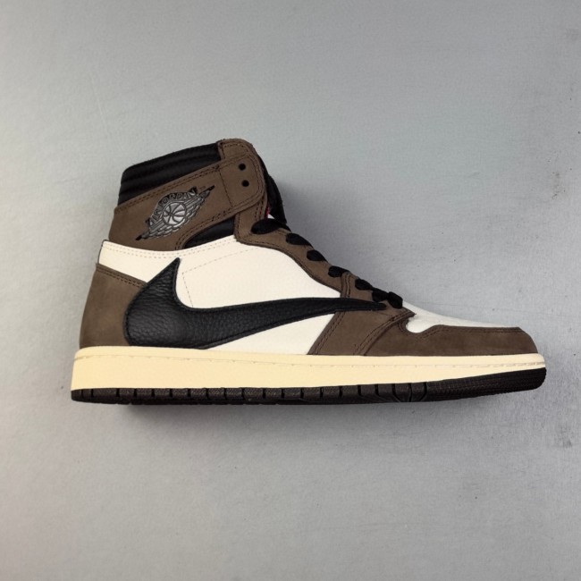 Travis Scott x Air Jordan 1 High Top Sneakers Basketball Shoes Brown Black CD4487-100