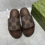 Women's Fashion GG Casual Thick Bottom Non-slip Slippers Brown
