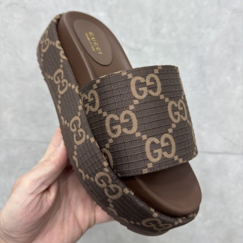 Women's Fashion GG Casual Thick Bottom Non-slip Slippers Brown