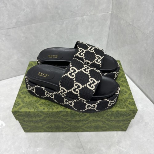 Women's Fashion GG Casual Thick Bottom Non-slip Slippers Black