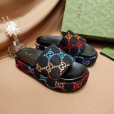 GG Angelina Platform 55mm Embroidery  Slippers Black