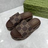 GG Angelina Platform 55mm Embroidery Slippers Brown
