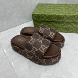 GG Angelina Platform 55mm Embroidery Slippers Brown
