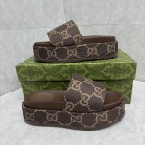 GG Angelina Platform 55mm Embroidery Slippers Brown