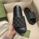 GG Angelina Platform 55mm Embroidery  Slippers Black