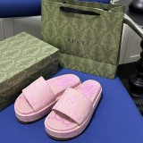 GG Angelina Platform 55mm Embroidery  Slippers Pink