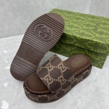 GG Angelina Platform 55mm Embroidery Slippers Brown