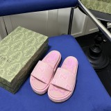 GG Angelina Platform 55mm Embroidery  Slippers Pink