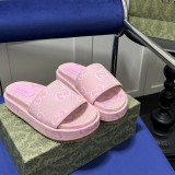 GG Angelina Platform 55mm Embroidery  Slippers Pink