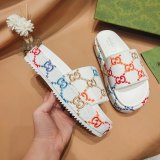GG Angelina Platform 55mm Embroidery  Slippers White White