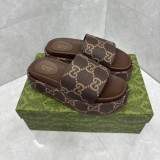Women's Fashion GG Casual Thick Bottom Non-slip Slippers Brown