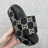 GG Angelina Platform 55mm Embroidery Slippers Black