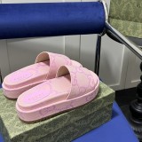 GG Angelina Platform 55mm Embroidery  Slippers Pink