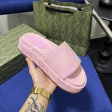 GG Angelina Platform 55mm Embroidery  Slippers Pink