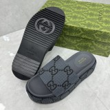 GG Angelina Platform 55mm Embroidery Slippers Gray