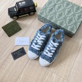 Women's GG Denim Lace-Up Sneakers Blue