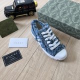 Women's GG Denim Lace-Up Sneakers Blue