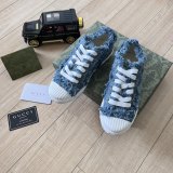Women's GG Denim Lace-Up Sneakers Blue