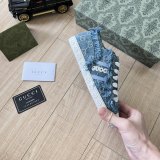 Women's GG Denim Lace-Up Sneakers Blue