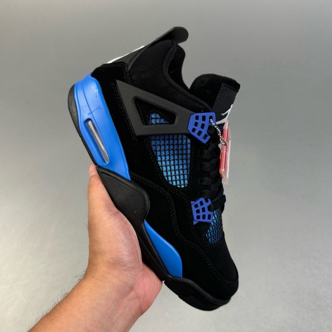 Air Jordan 4 Retro Casual Sneakers Black Blue