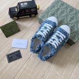 Women's GG Denim Lace-Up Sneakers Blue